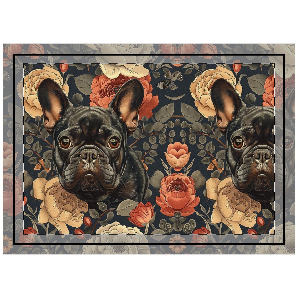 Floral Reverie Frenchies Throw Pillow
