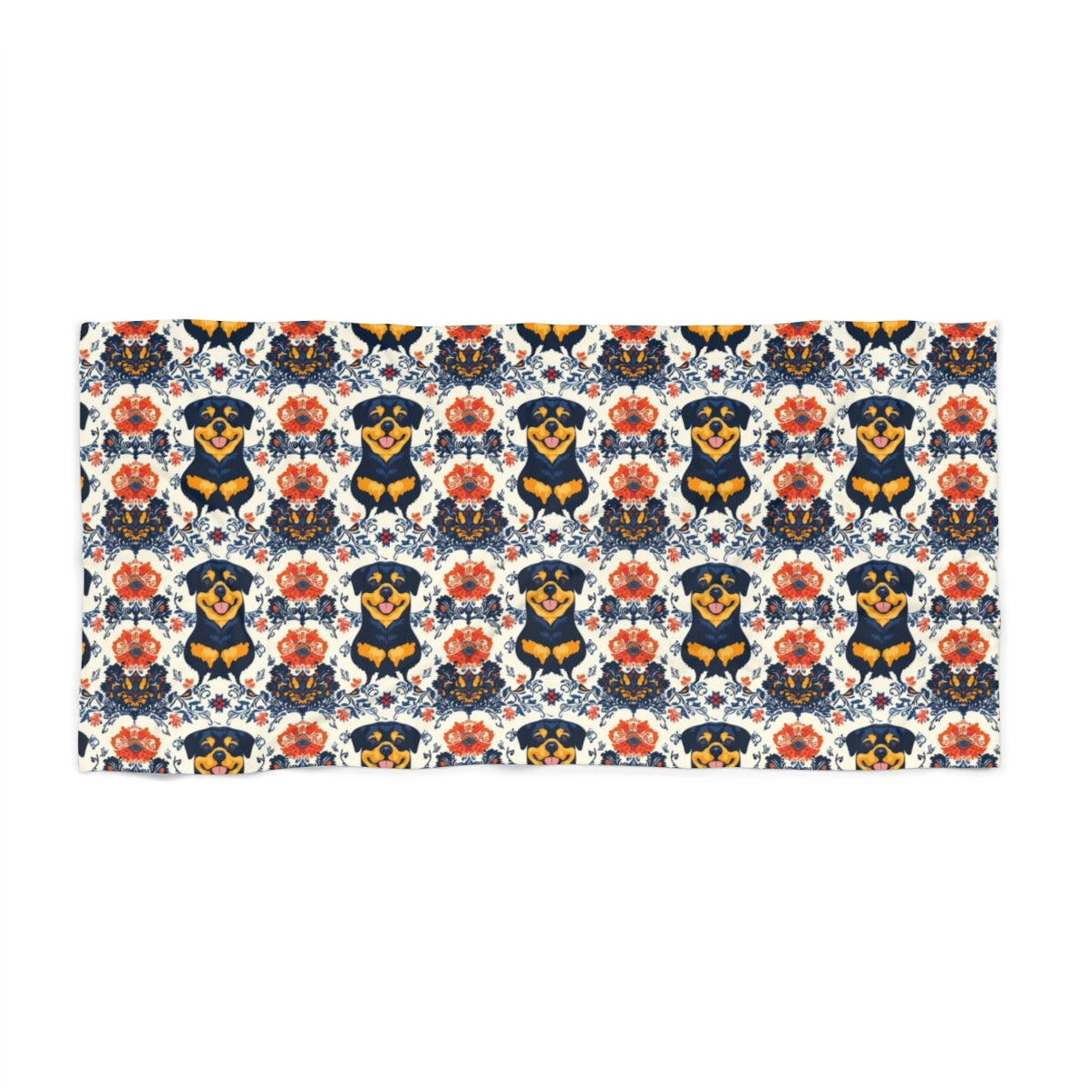 Folk Bloom Rottweilers Beach Towel