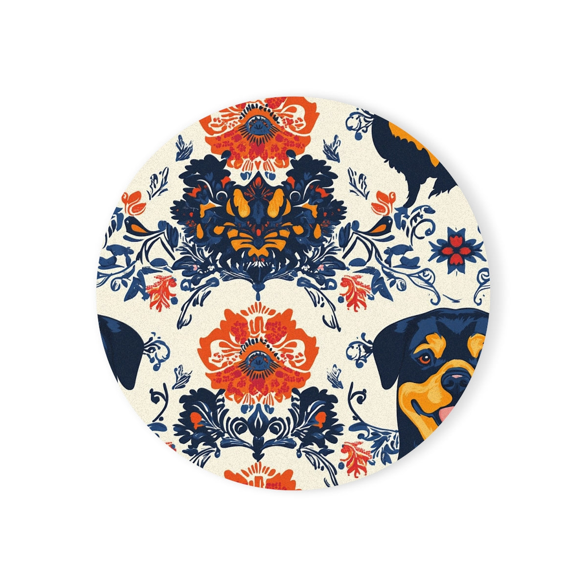 Folk Bloom Rottweilers Coasters