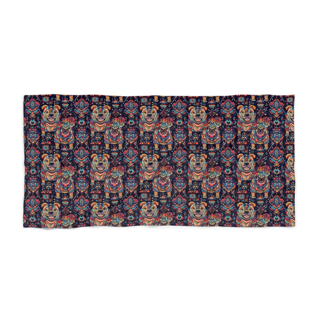 Folk Bulldog Dreams Beach Towel