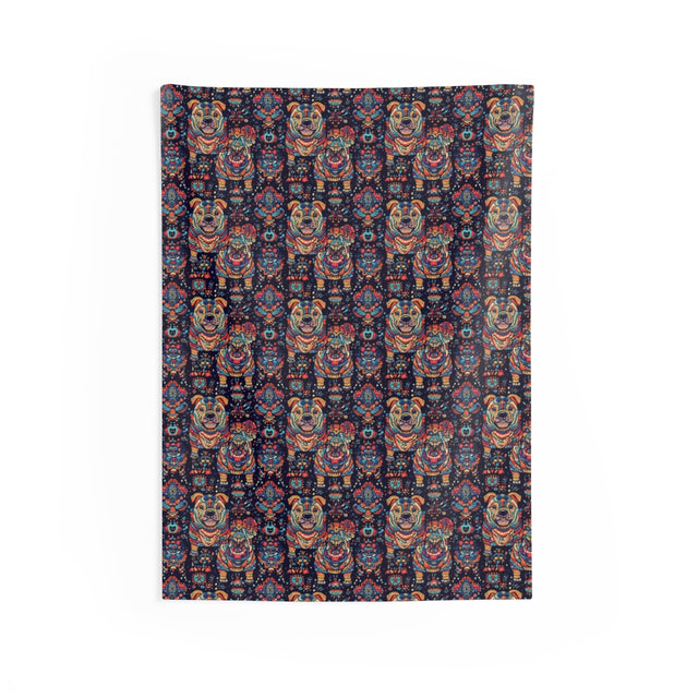 Folk Bulldog Dreams Wall Tapestry