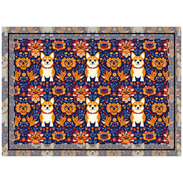 Folk Festival Corgis Throw Pillow