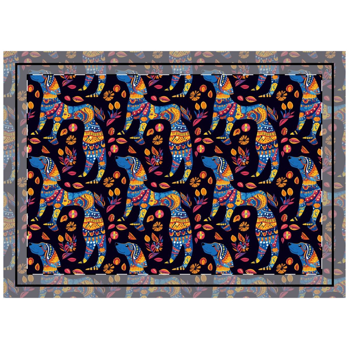 Folk Festival Labradors Throw Pillow