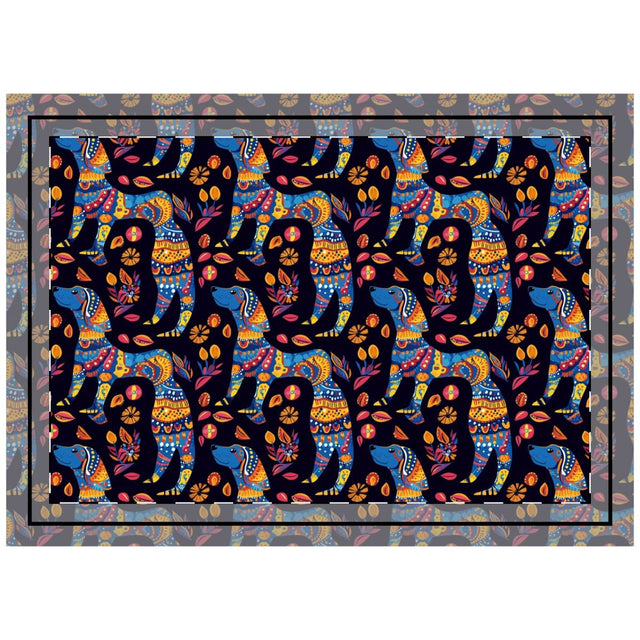 Folk Festival Labradors Throw Pillow