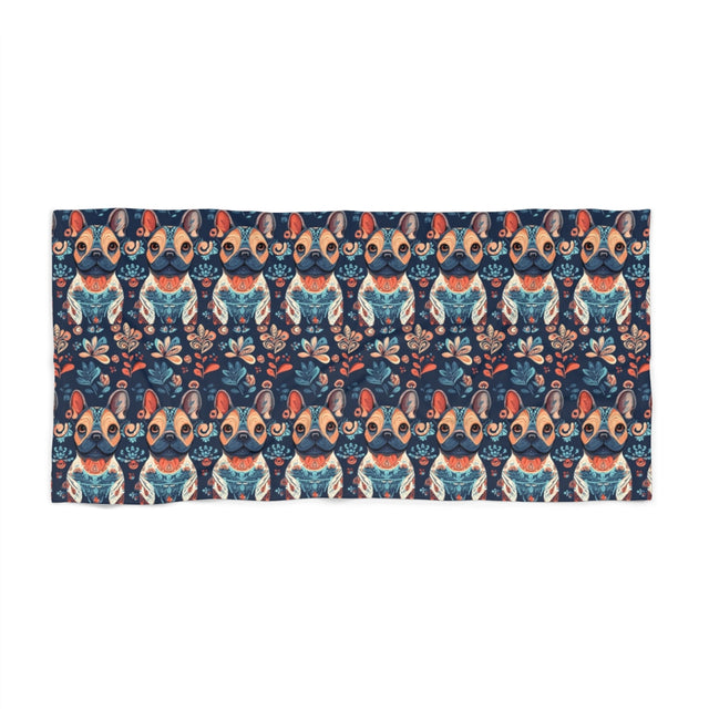 Folk Garden Frenchies Beach Towel