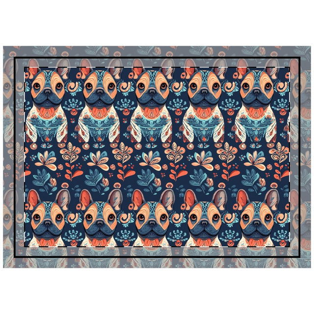 Folk Garden Frenchies Throw Pillow