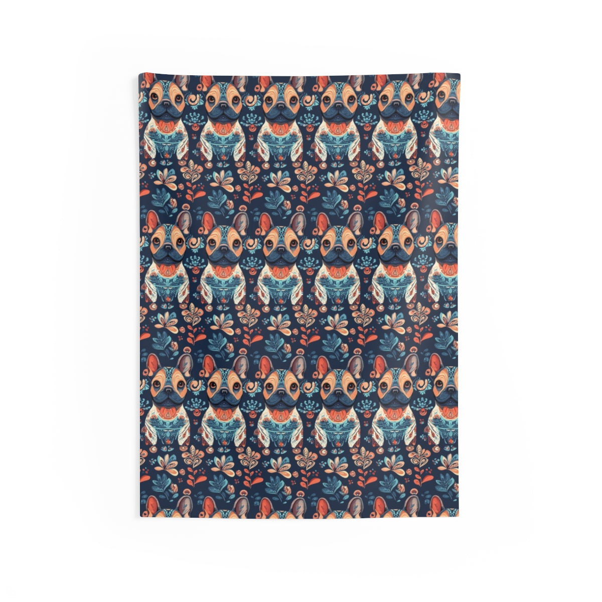 Folk Garden Frenchies Wall Tapestry