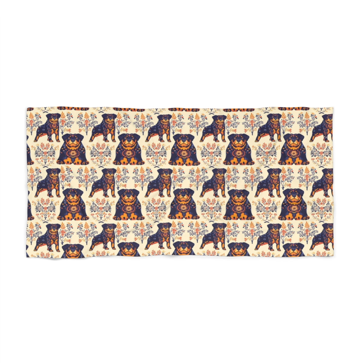 Folk Garden Rottweilers Beach Towel