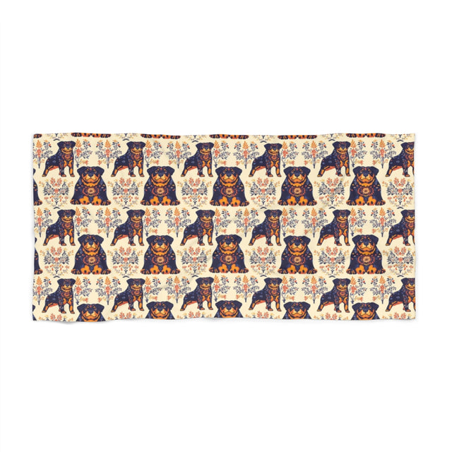 Folk Garden Rottweilers Beach Towel
