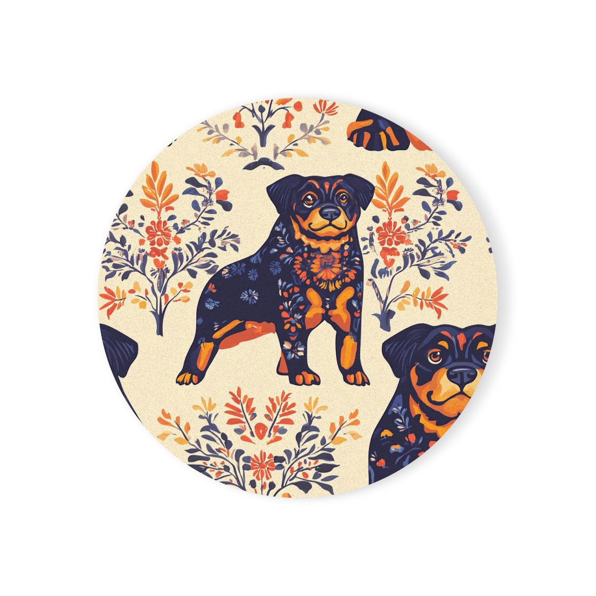 Folk Garden Rottweilers Coasters