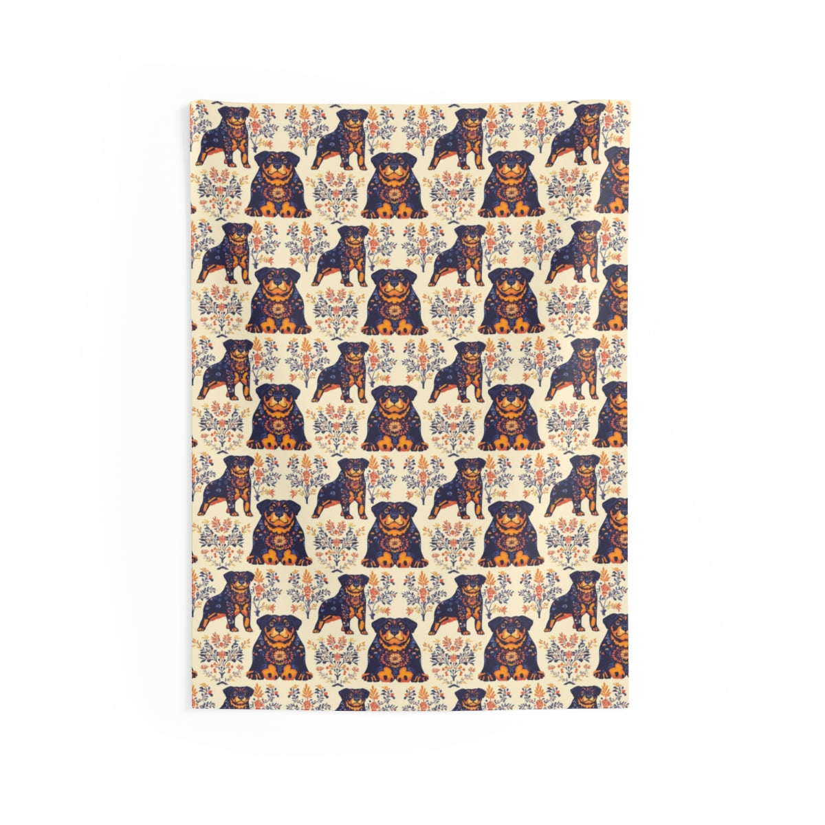 Folk Garden Rottweilers Wall Tapestry