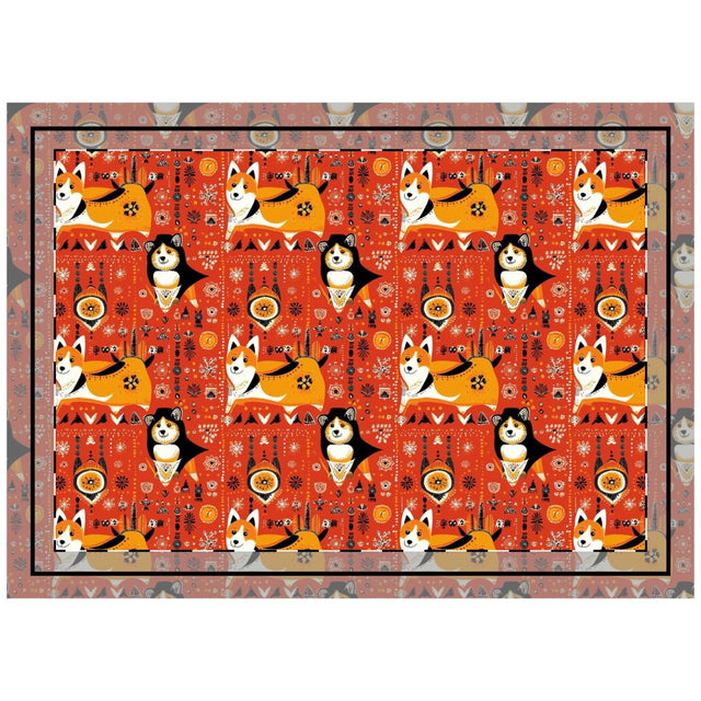 Folklore Festival Corgis Throw Pillow