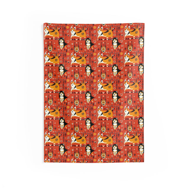 Folklore Festival Corgis Wall Tapestry