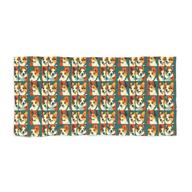 Forest Retro Corgis Beach Towel