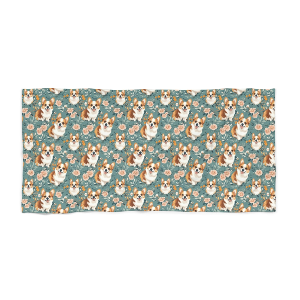 Garden Party Corgis Beach Towel