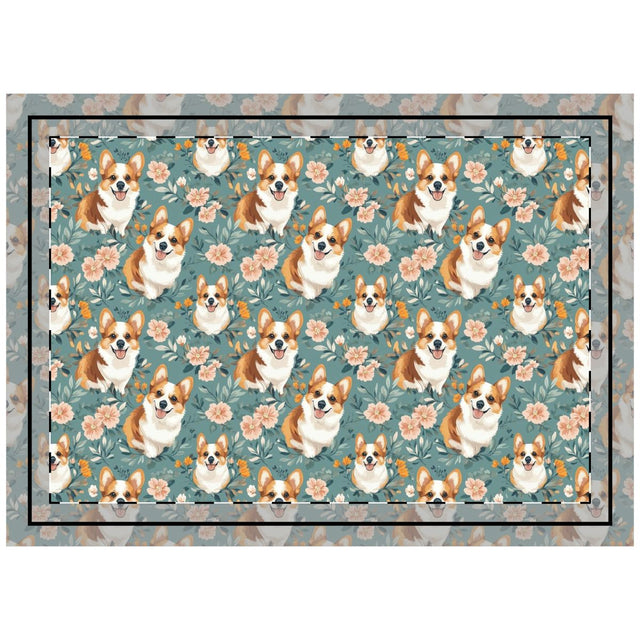 Garden Party Corgis Throw Pillow