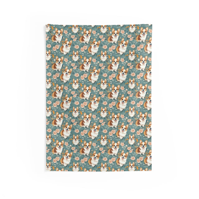Garden Party Corgis Wall Tapestry