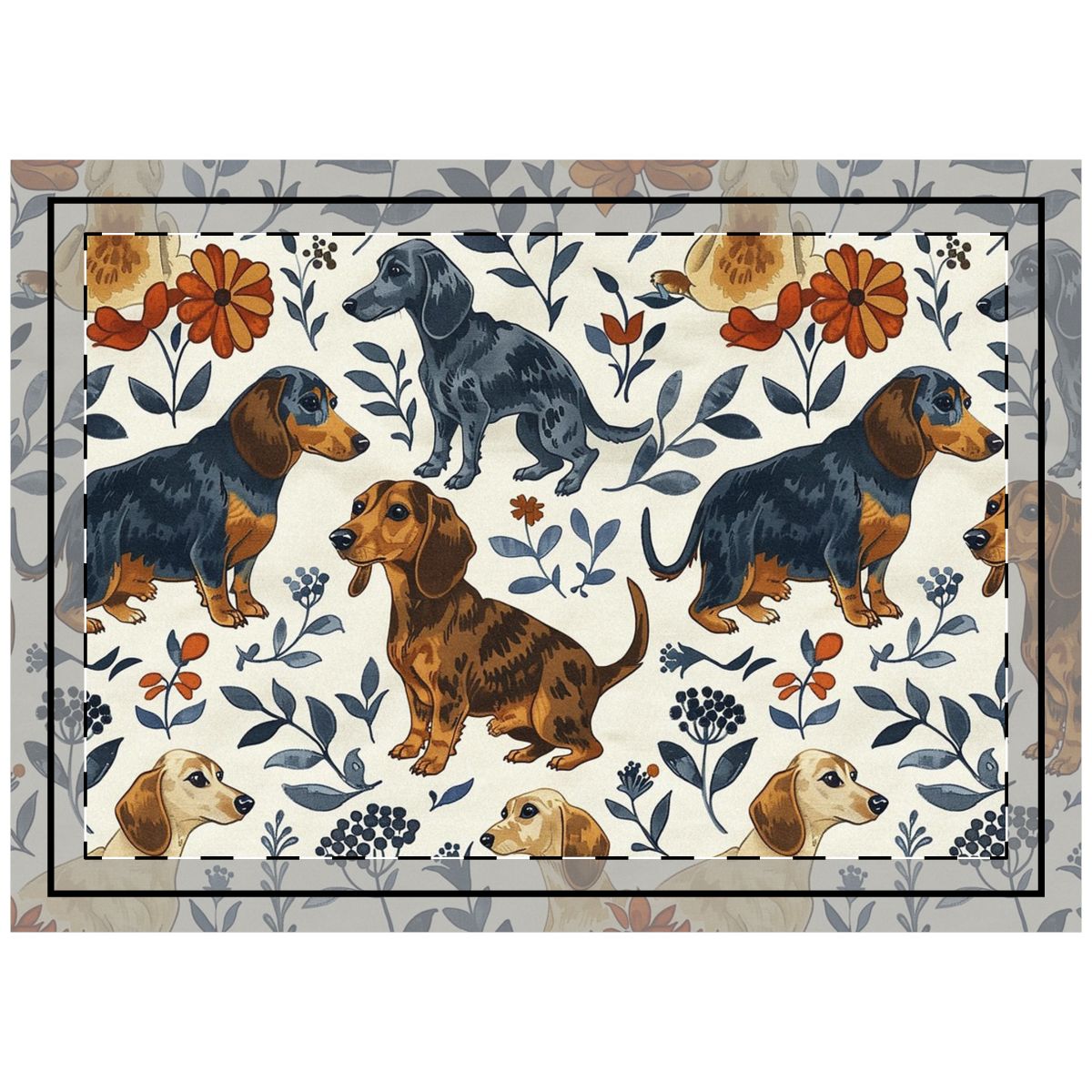Garden Stroll Dachshunds Throw Pillow