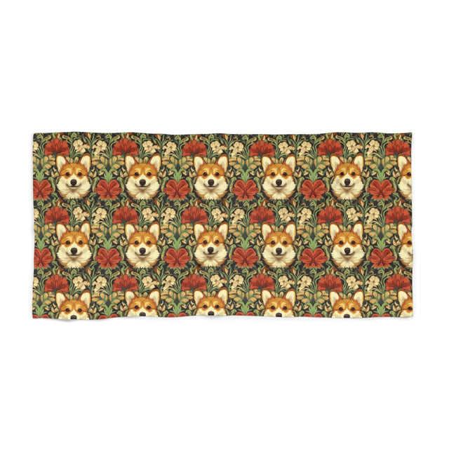 Garden Tapestry Corgis Beach Towel