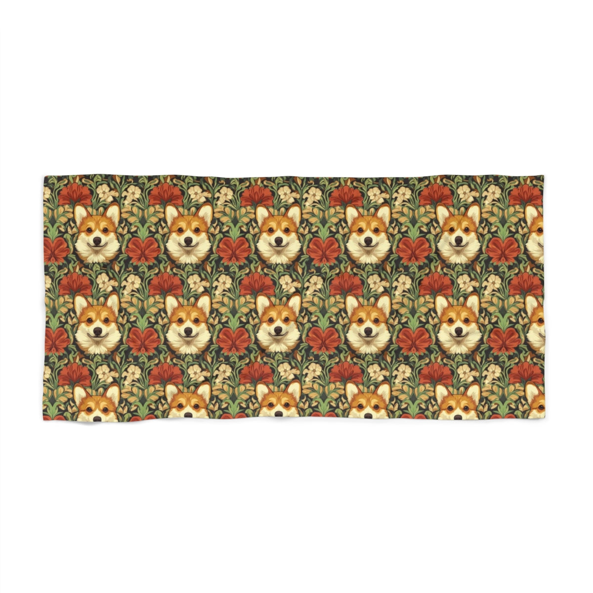 Garden Tapestry Corgis Beach Towel