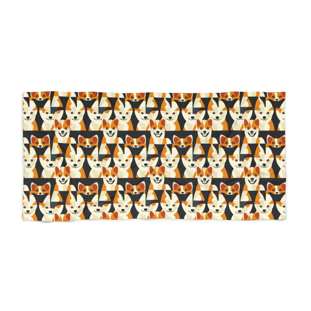 Geometric Corgi Brigade Beach Towel