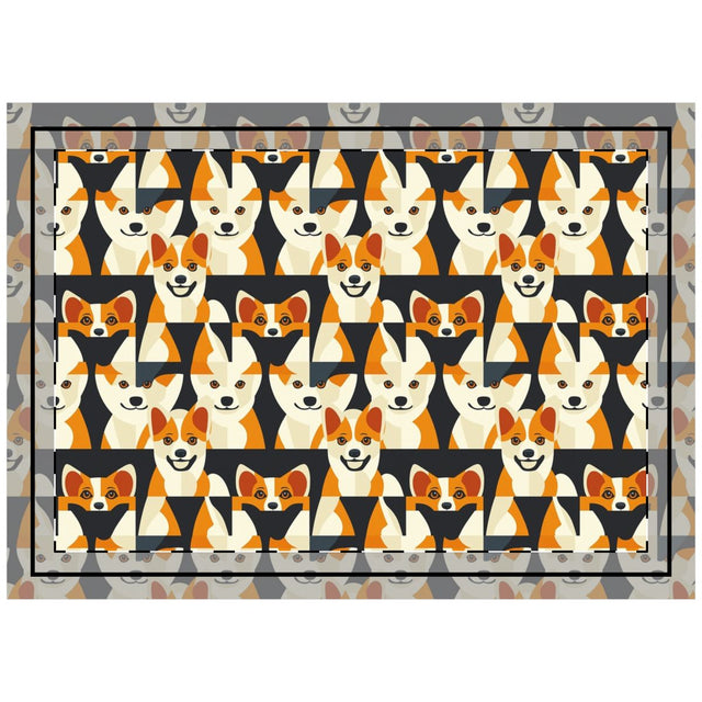 Geometric Corgi Brigade Throw Pillow