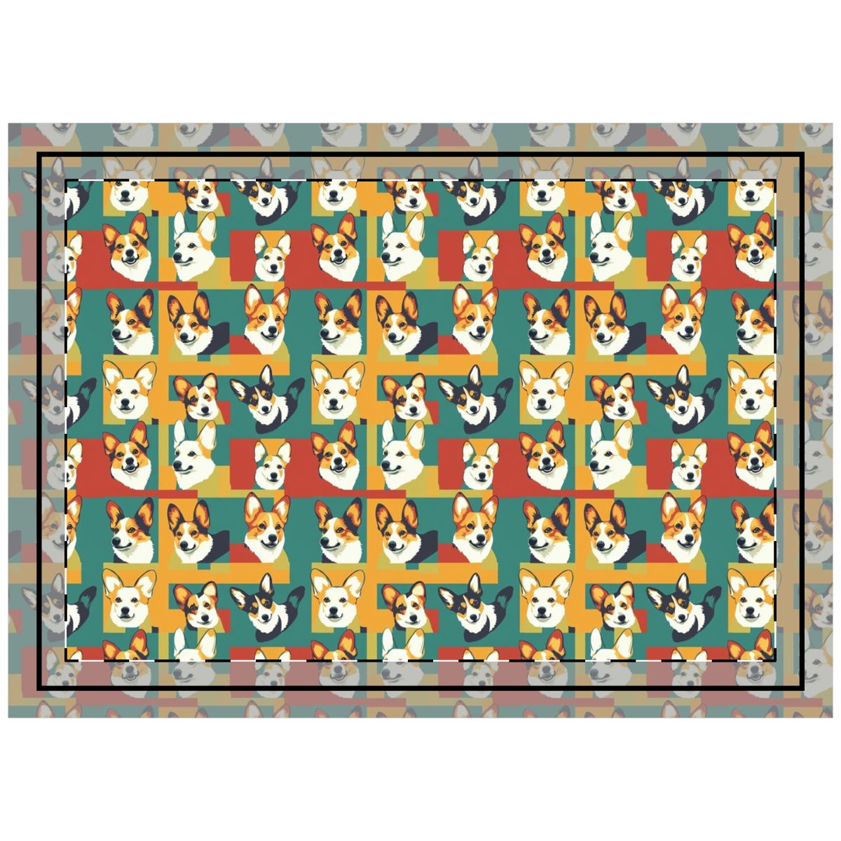 Geometric Corgi Mosaic Throw Pillow