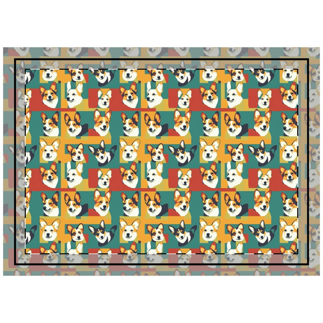 Geometric Corgi Mosaic Throw Pillow