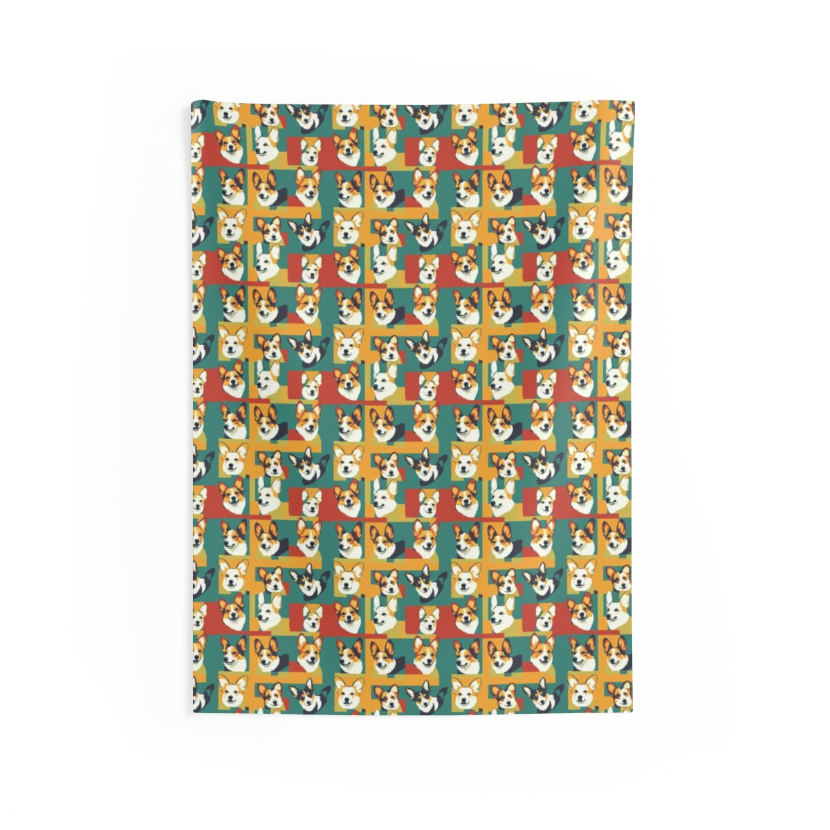 Geometric Corgi Mosaic Wall Tapestry