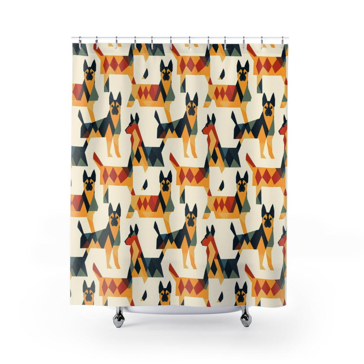 Geometric Shepherd Mosaic Shower Curtain