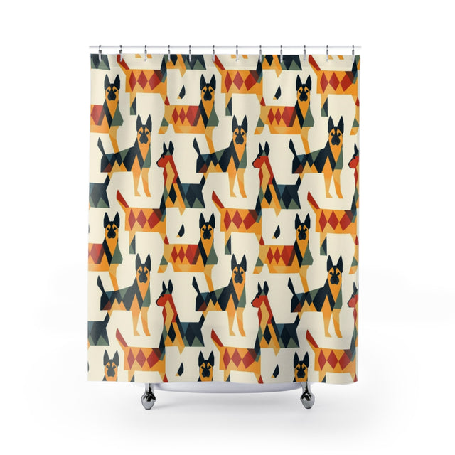 Geometric Shepherd Mosaic Shower Curtain