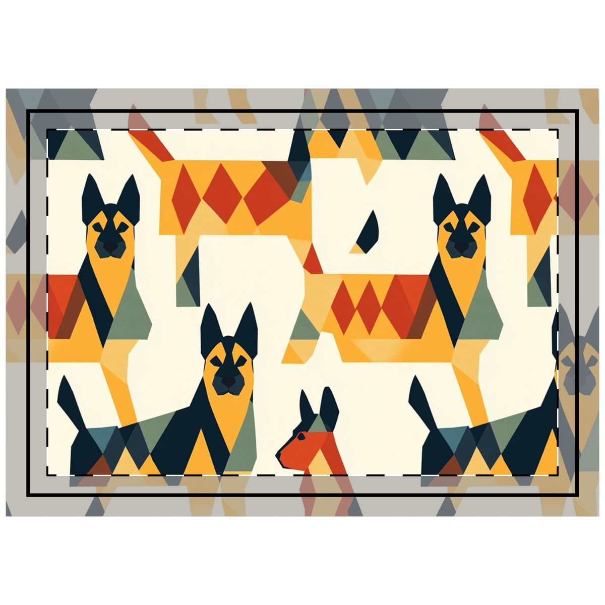 Geometric Shepherd Mosaic Throw Pillow