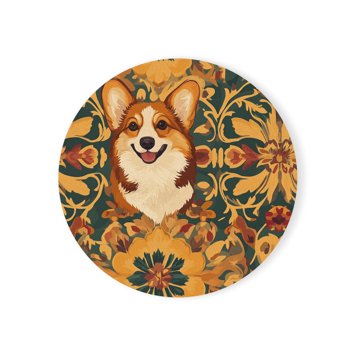 Gilded Autumn Corgis Coasters