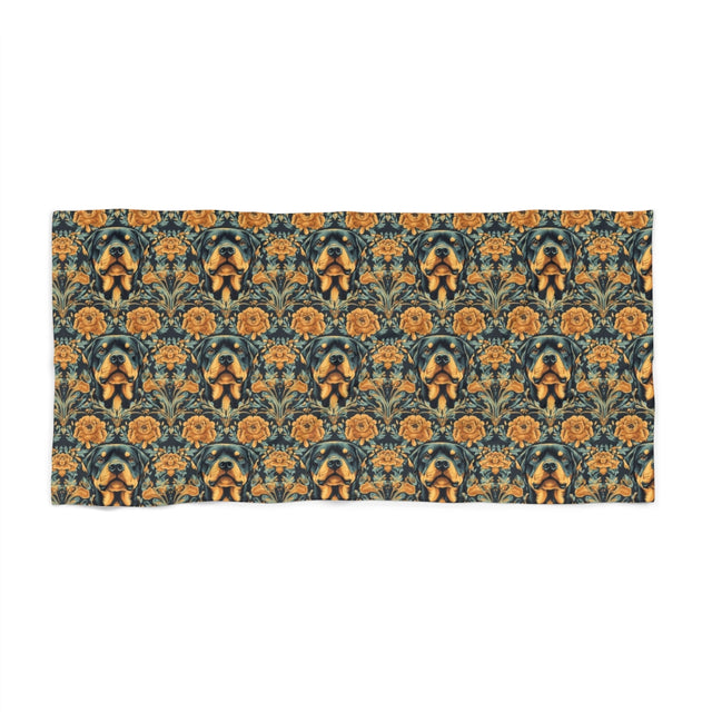 Gilded Garden Rottweiler Beach Towel