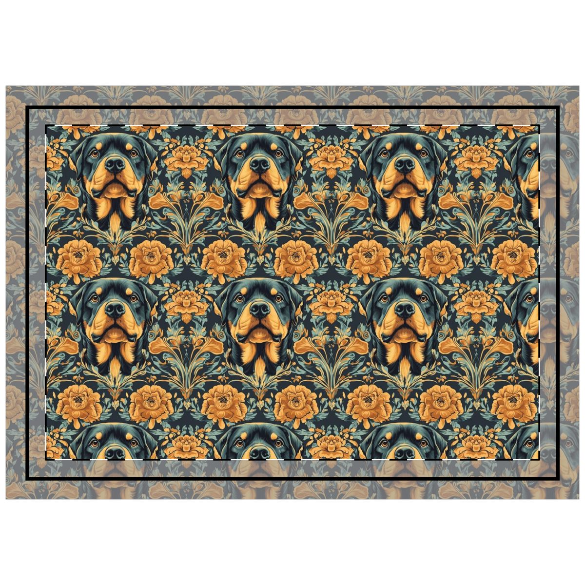 Gilded Garden Rottweiler Throw Pillow