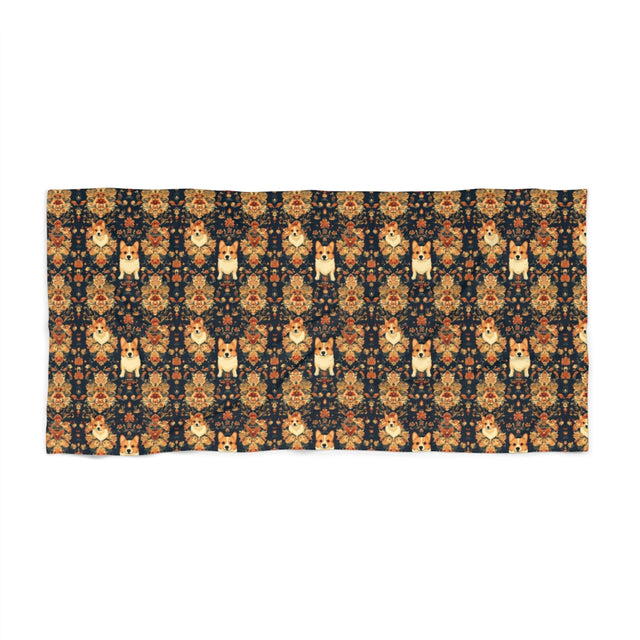 Gilded Manor Corgis Beach Towel