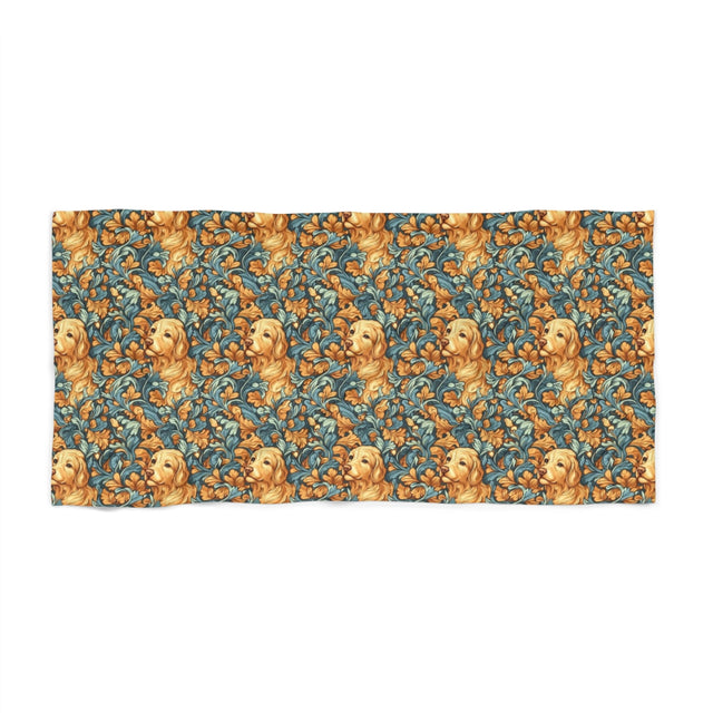 Golden Autumn Tapestry Beach Towel