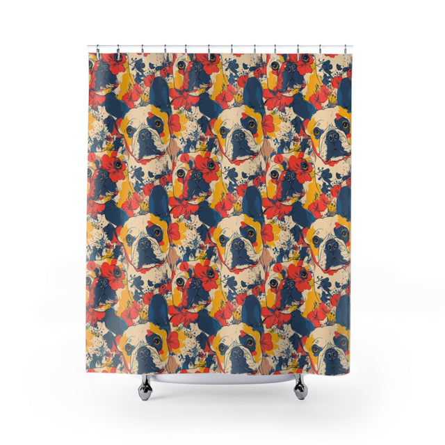 Hibiscus Haven Frenchies Shower Curtain