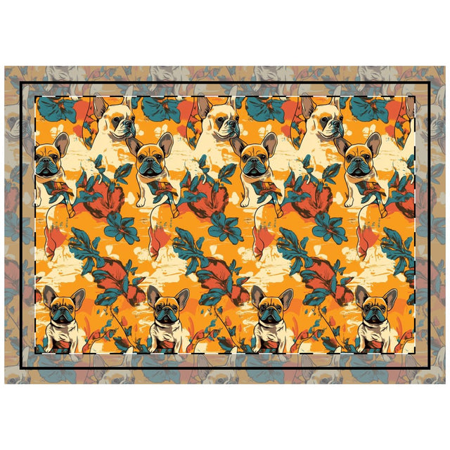 Hibiscus Sunset Frenchies Throw Pillow