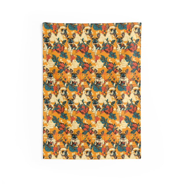Hibiscus Sunset Frenchies Wall Tapestry