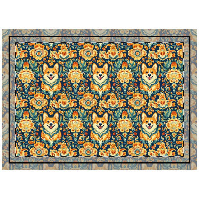 Imperial Brocade Corgis Throw Pillow