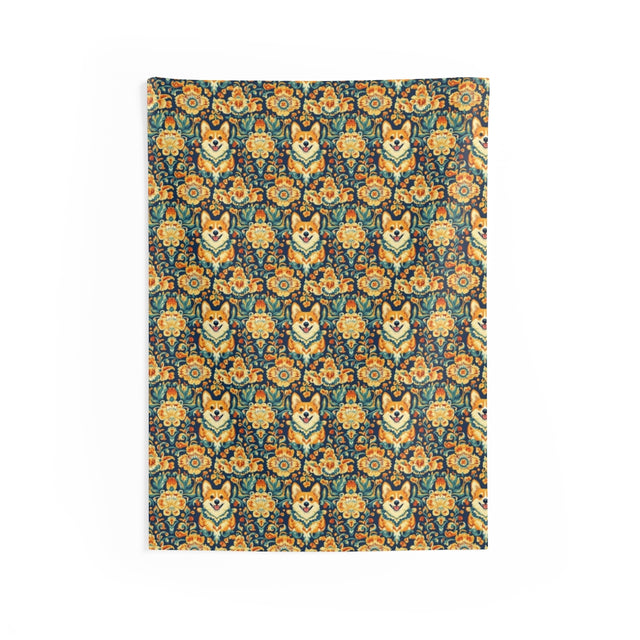 Imperial Brocade Corgis Wall Tapestry