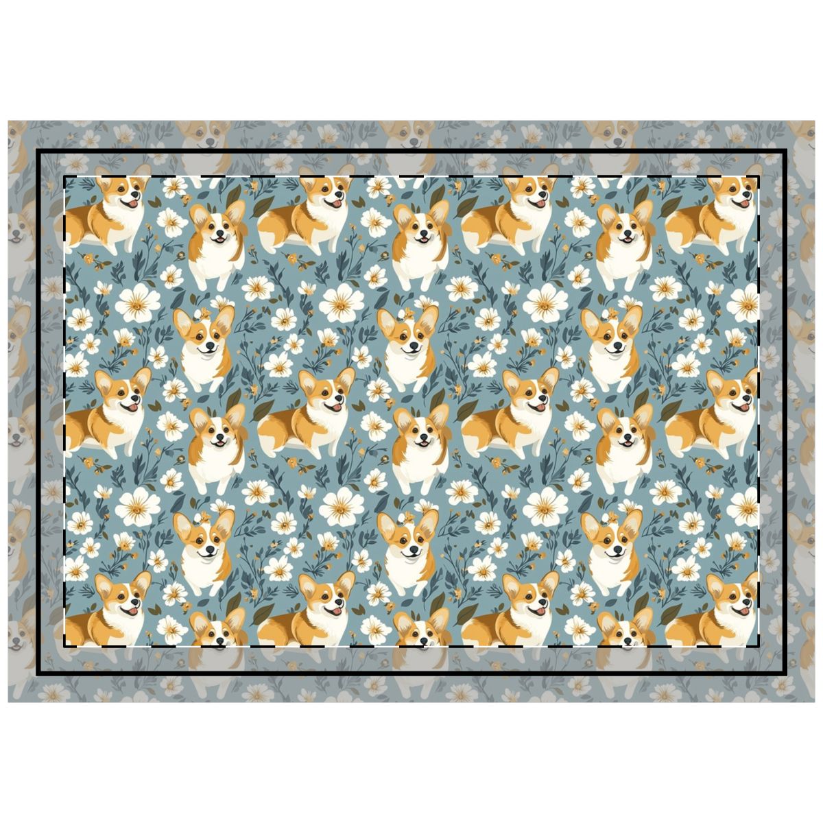 Meadow Bloom Corgis Throw Pillow