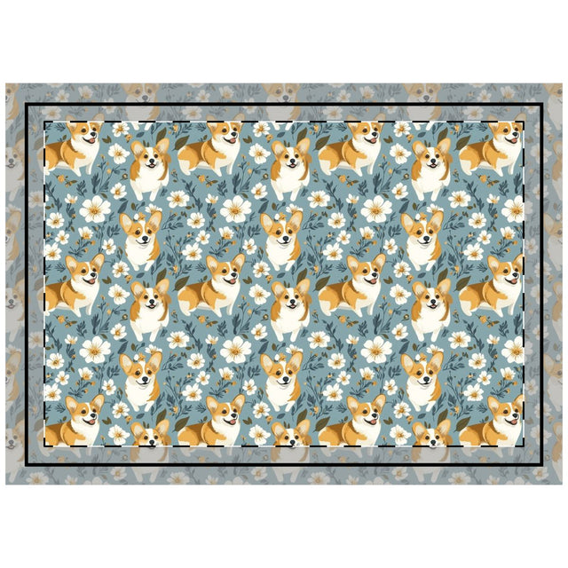 Meadow Bloom Corgis Throw Pillow