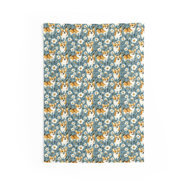 Meadow Bloom Corgis Wall Tapestry