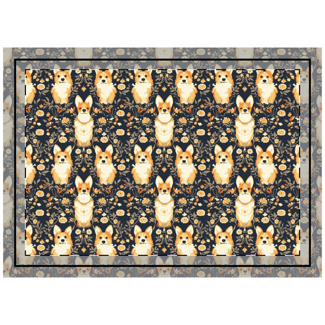 Midnight Autumn Corgis Throw Pillow