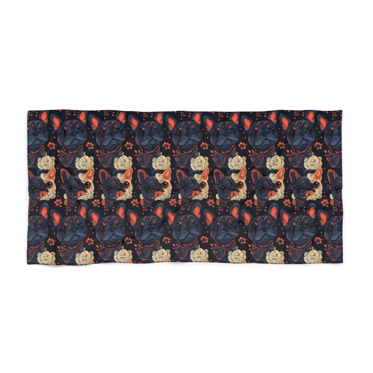 Midnight Bloom Frenchies Beach Towel