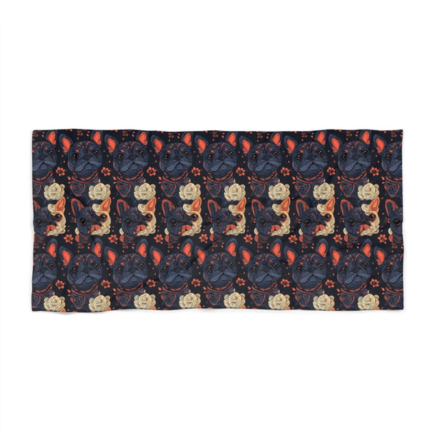 Midnight Bloom Frenchies Beach Towel