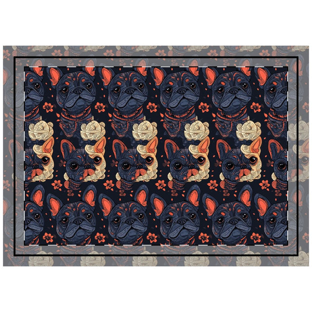 Midnight Bloom Frenchies Throw Pillow