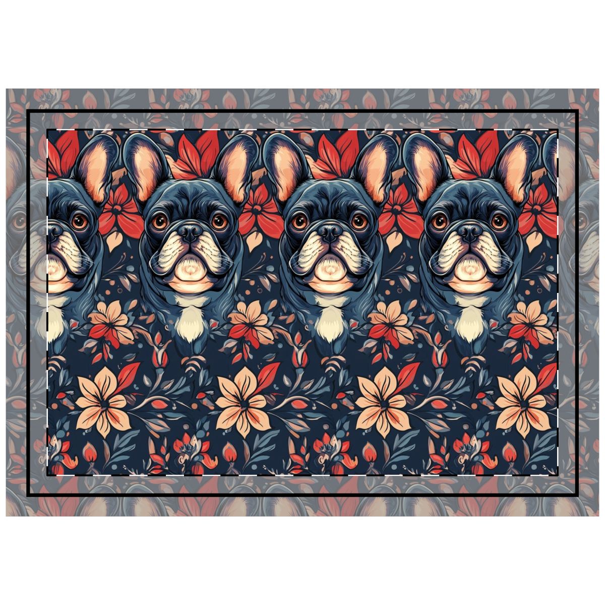 Midnight Blooms French Bulldog Throw Pillow